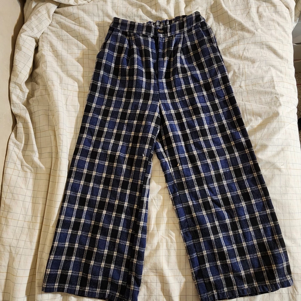 Plaid Wide-Leg Pants